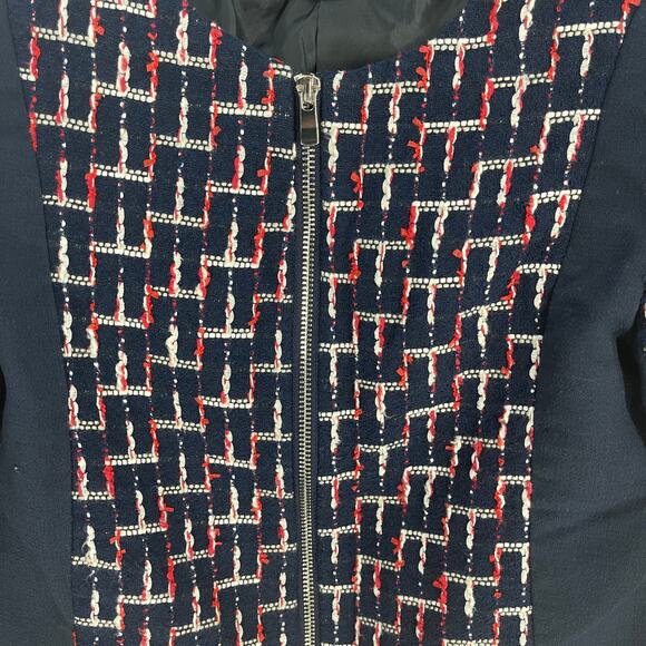 HM Blazer Jacket Size M Red White Blue Full Zip Tweed Academia Modest - Picture 4 of 7